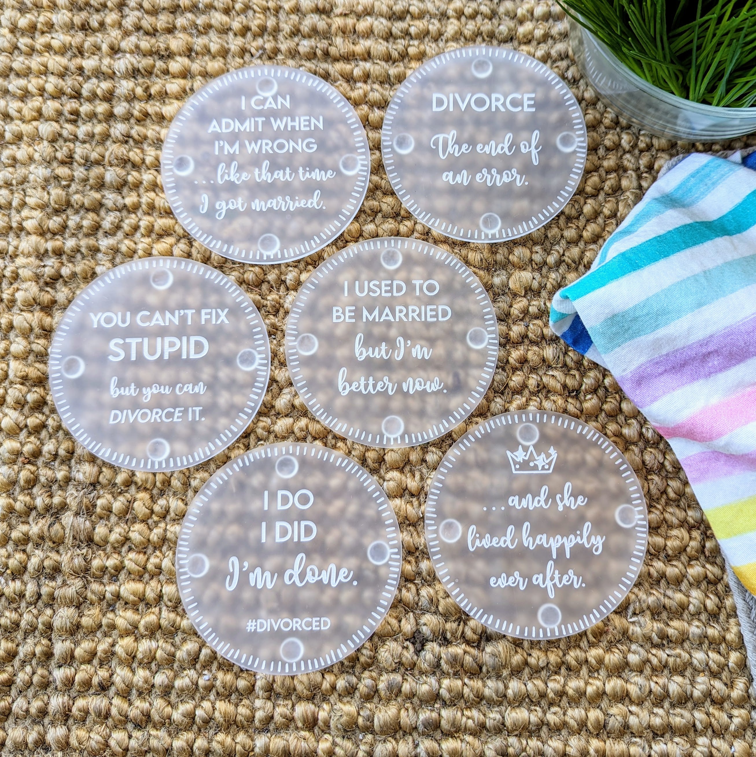 Divorce Themed Acrylic Coasters