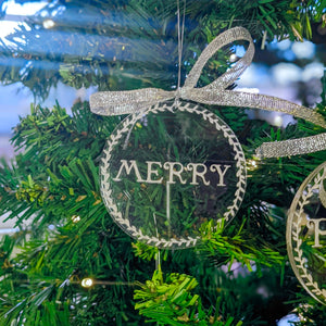 Traditional Christmas Word Ornaments, Engraved Tree Ornaments