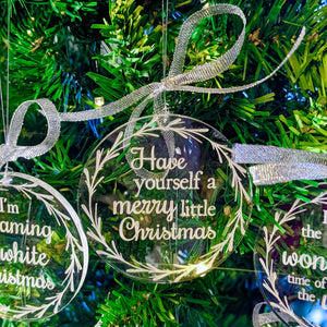 Traditional Christmas Song Lyric Ornaments, Engraved Tree Ornaments