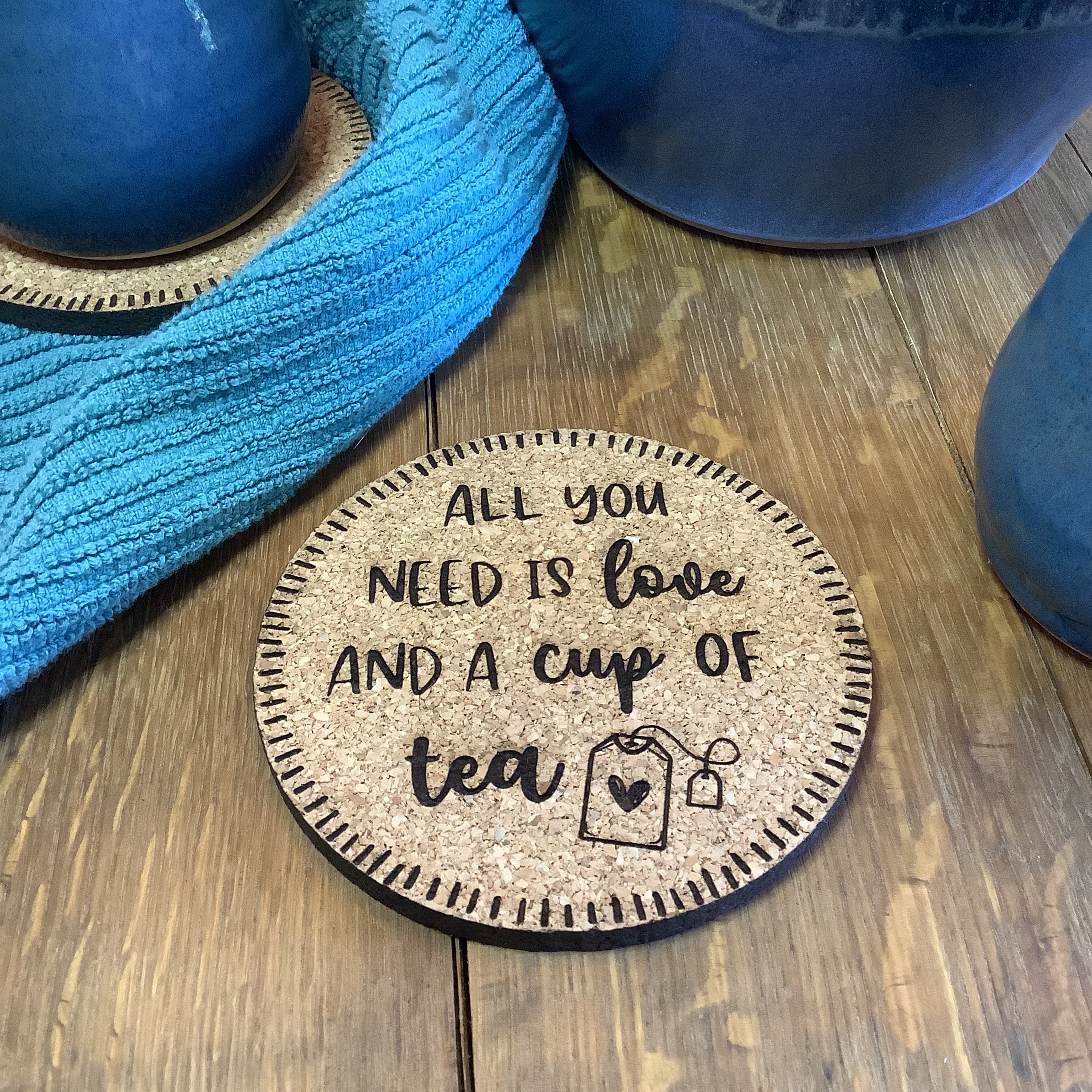 Tea themed Cork Coasters, Gifts for Tea Lovers, Tea Coasters