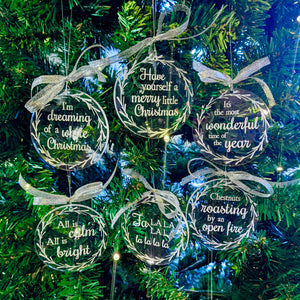 Traditional Christmas Song Lyric Ornaments, Engraved Tree Ornaments