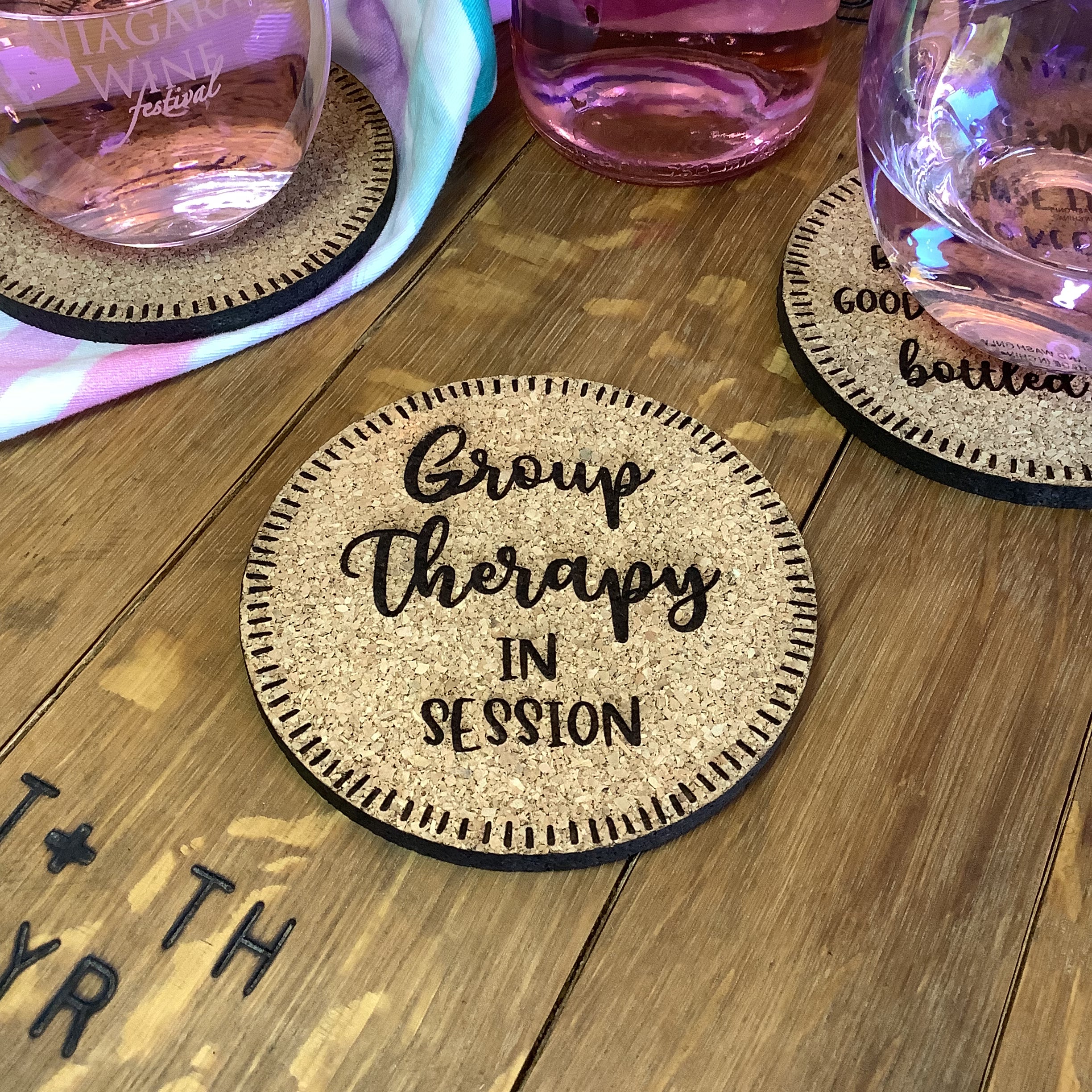 Wine themed Cork Coasters, Gifts for Wine Lovers, Wine Coasters, Grape and Wine