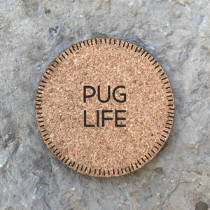 Pug Cork Coasters, Eco-friendly coasters, Pug Cork Coaster Sets, gifts for pug lovers, Pugalug Pug Rescue