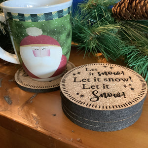 Cork Coasters, Fun Christmas Song Lyrics, Christmas themed Cork Coaster Set