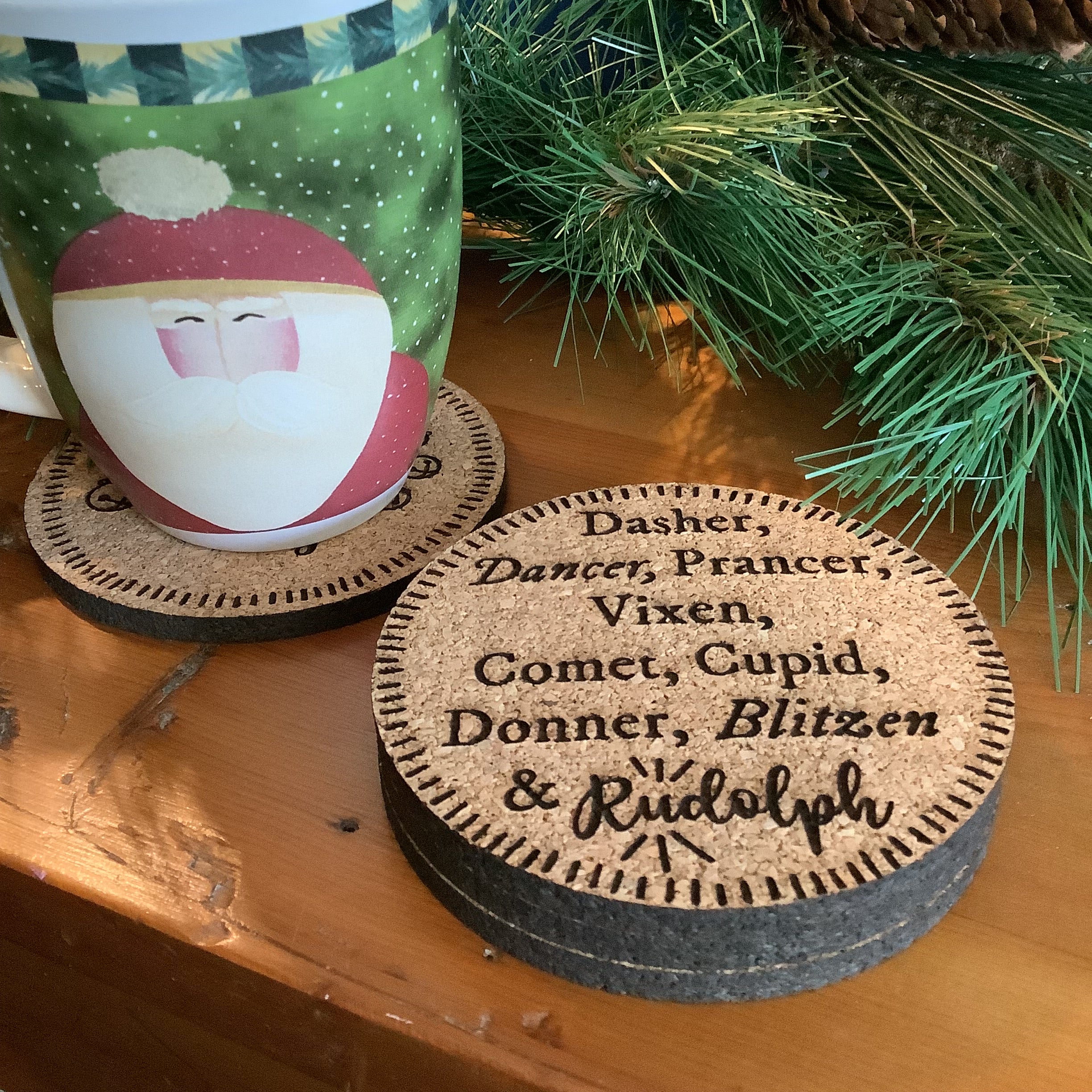 Cork Coasters, Fun Christmas Song Lyrics, Christmas themed Cork Coaster Set