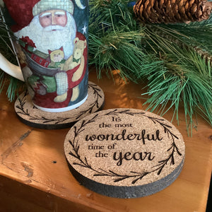 Cork Coasters, Traditional Christmas Song Lyrics, Christmas themed Cork Coaster Set