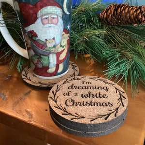 Cork Coasters, Traditional Christmas Song Lyrics, Christmas themed Cork Coaster Set