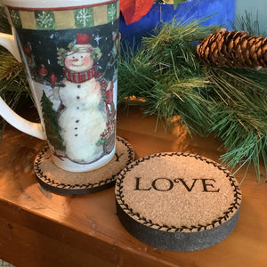 Cork Coasters, Traditional Christmas words, Christmas themed Cork Coaster Set