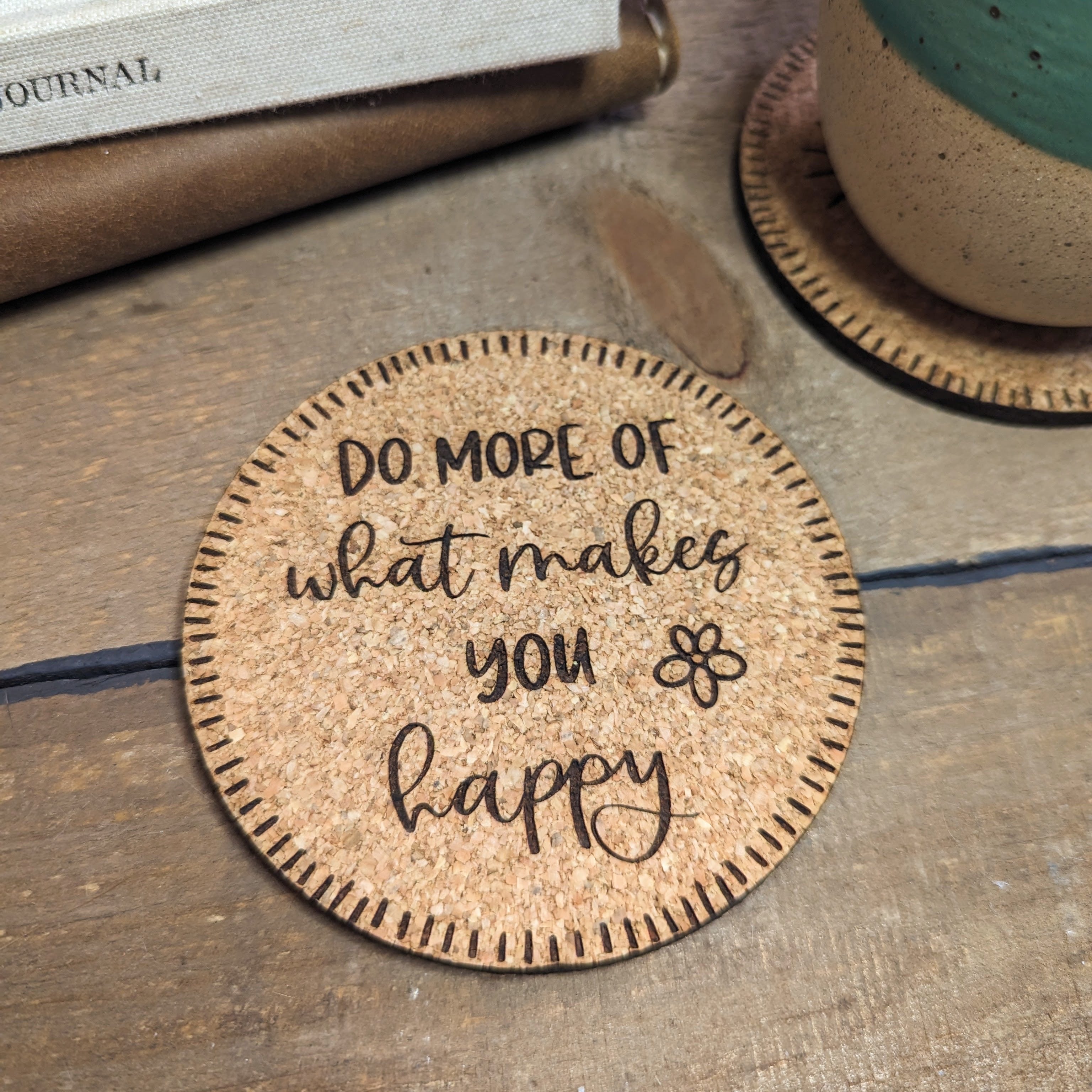 Wellness Coaster Set, Inspirational Cork Coasters, Feel-good Coasters