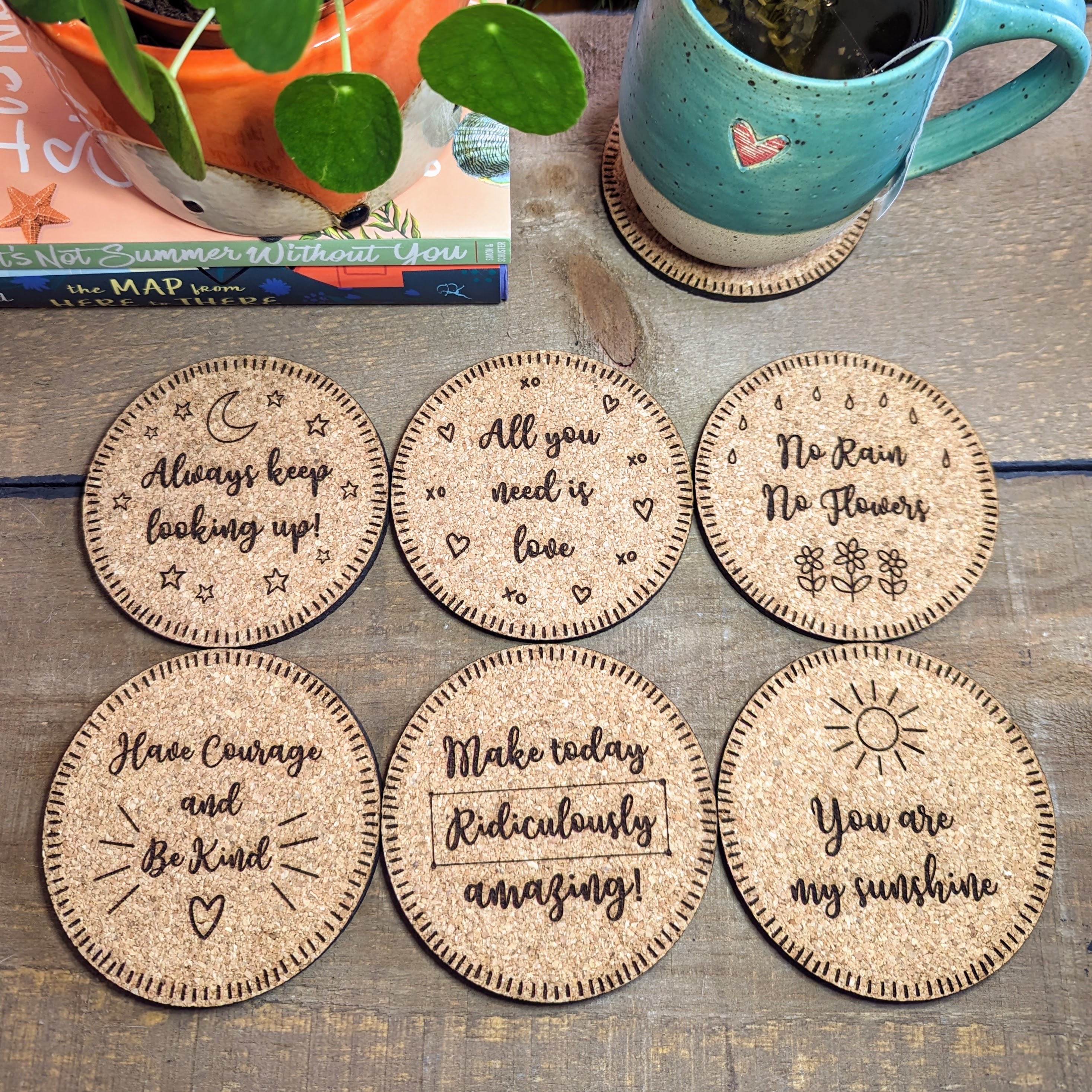 Happy Coaster Set Inspirational Coasters Crawford Custom Engraving