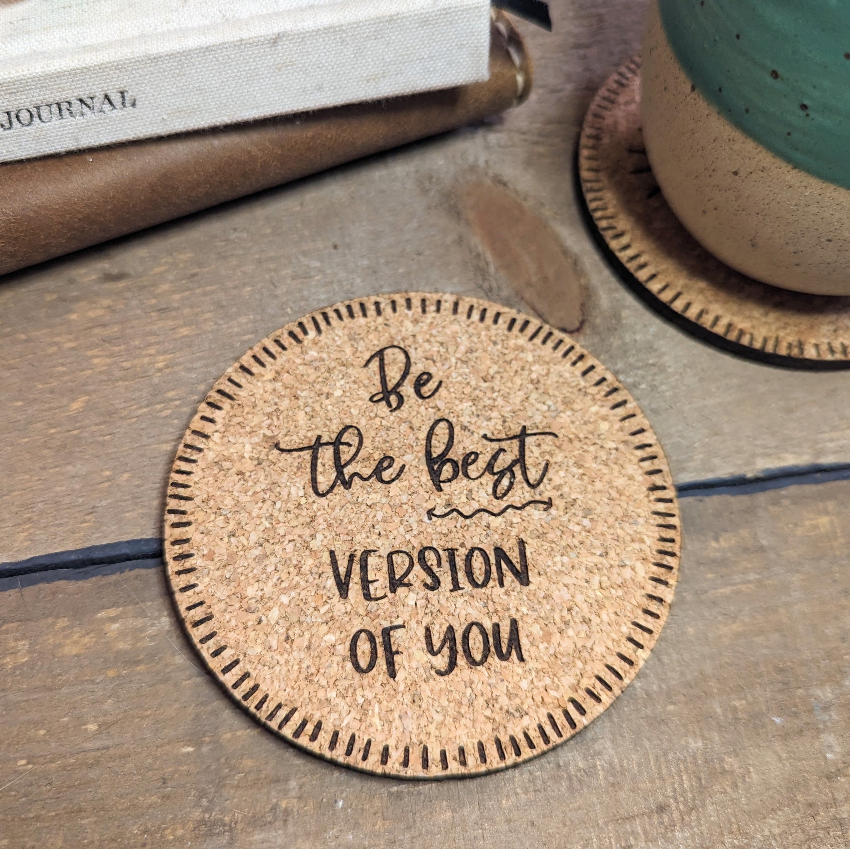 Wellness Coaster Set, Inspirational Cork Coasters, Feel-good Coasters