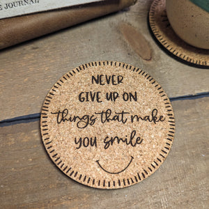 Wellness Coaster Set, Inspirational Cork Coasters, Feel-good Coasters